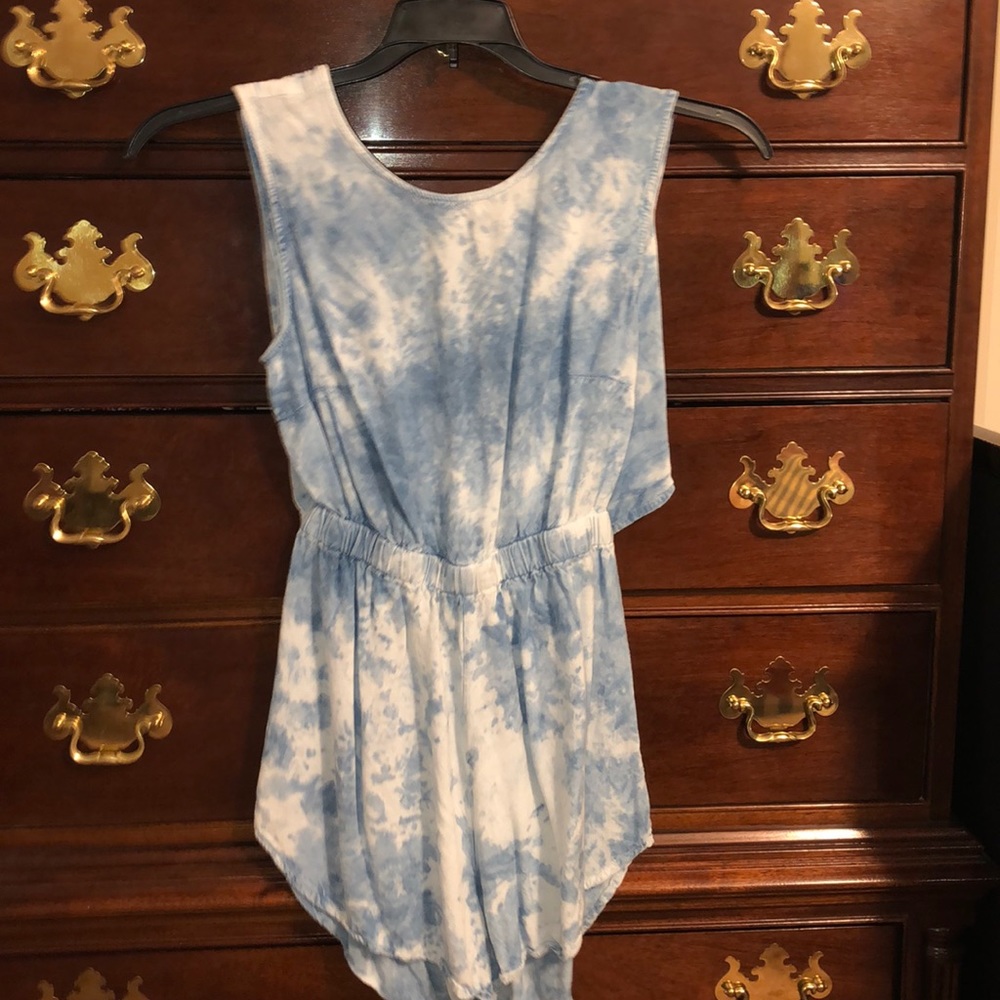 Blue tie dyed romper